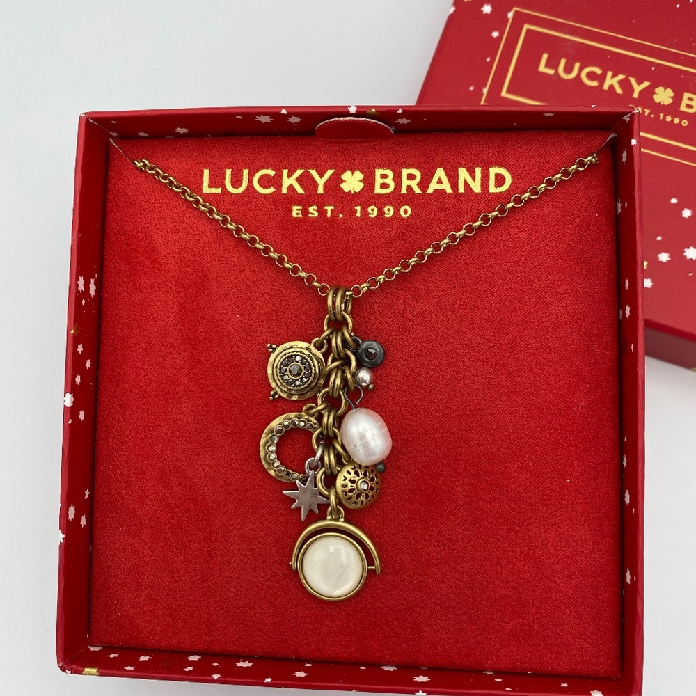 Lucky Brand Antique Gold, Charm Long Necklace